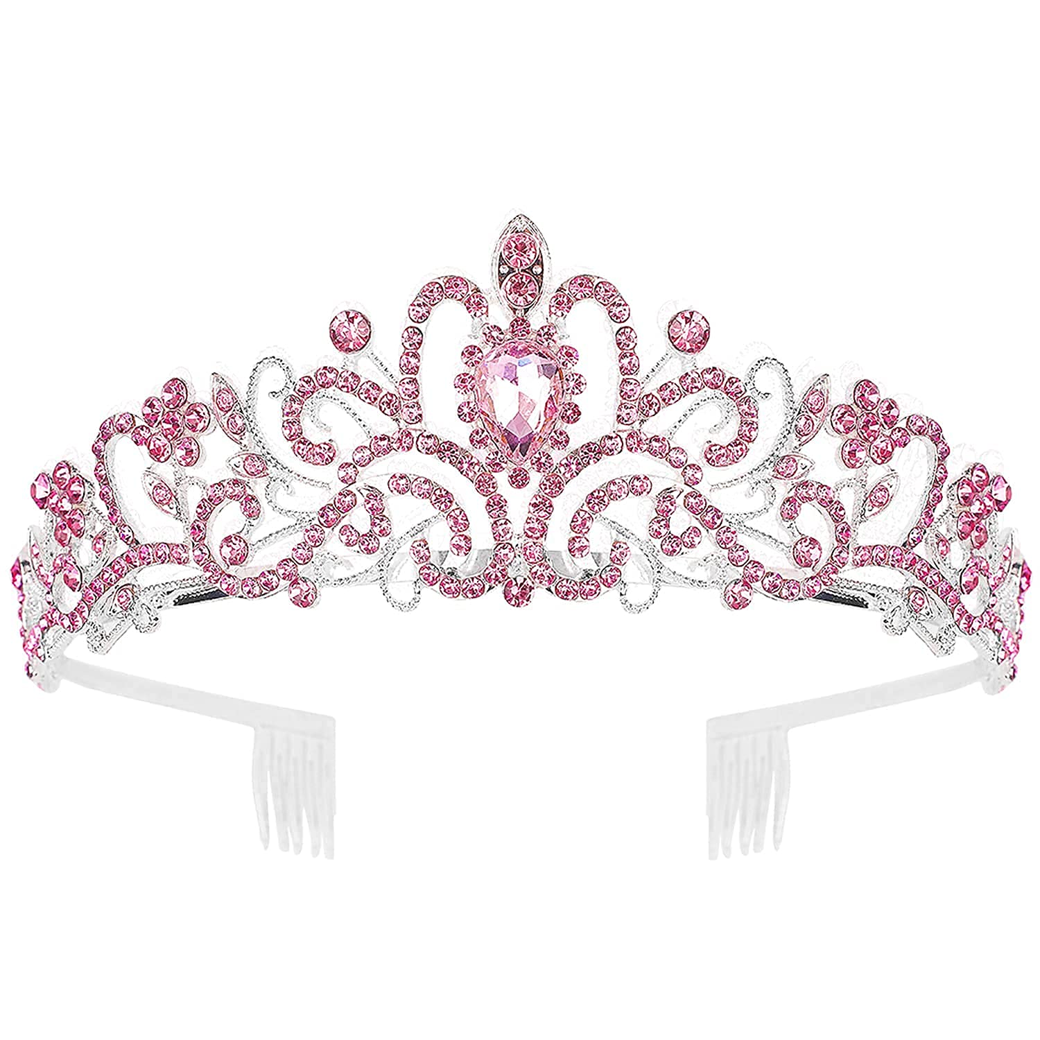 PALAY Didder Silver Tiaras and Crowns for Women, Pink Crystal Tiara Crowns For Women Girls Elegant Crown with Combs Princess Crown Tiara Birthday Crowns for Women Bridal Prom Birthday Party PALAY Didder Silver Tiaras and Crowns for Women, Pink Crystal Tiara Crowns For Women Girls Elegant Crown with Combs Princess Crown Tiara Birthday Crowns for Women Bridal Prom Birthday Party